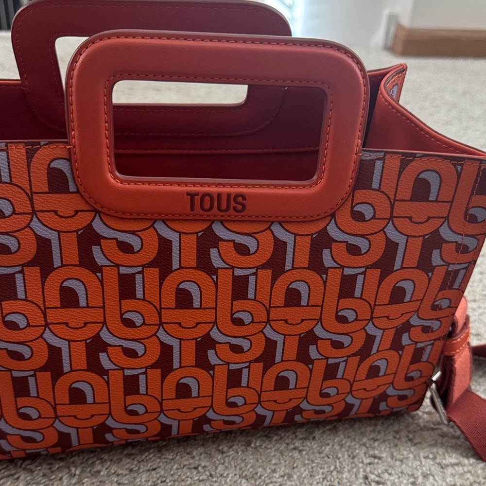 Tous Orange and Gray Geometric Handbag